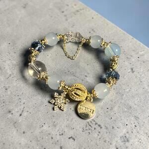 Nuance Beaded Charm Bracelet with Blue and Clear Beads